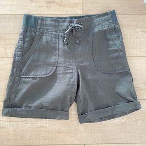 Athleta olive green linen shorts, size 4
